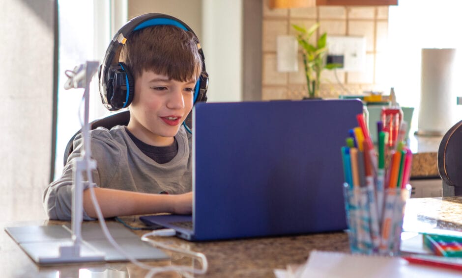 boy studying at home