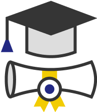 Graduation hat and diploma icon