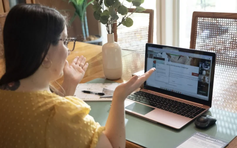 girl in virtual meeting