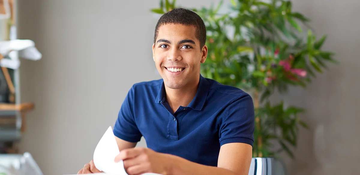 Young man smiling